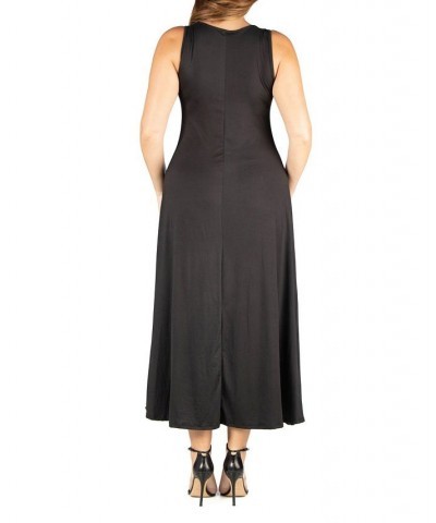 Plus Size Simple A-line Tank Maxi Dress Black $25.19 Dresses
