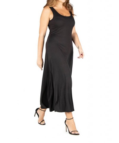 Plus Size Simple A-line Tank Maxi Dress Black $25.19 Dresses