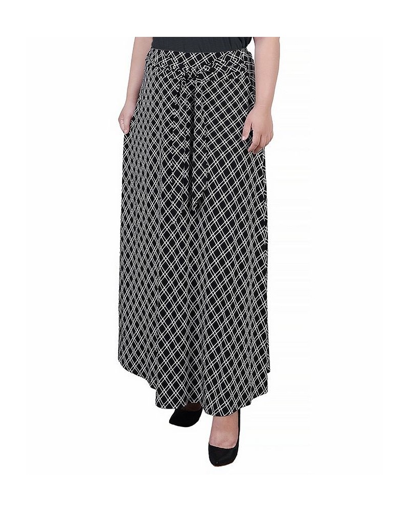 Plus Size Maxi with Sash Waist Tie Skirt Black White Diamond $15.05 Skirts