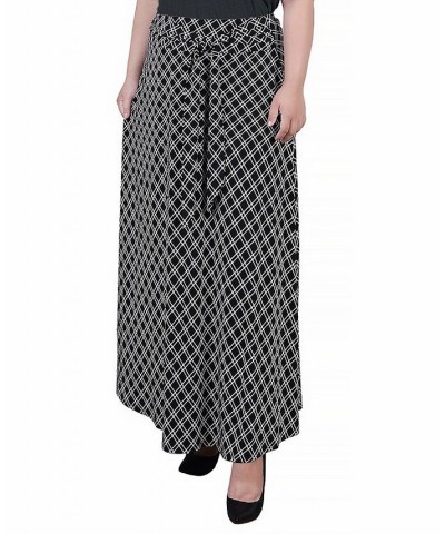 Plus Size Maxi with Sash Waist Tie Skirt Black White Diamond $15.05 Skirts