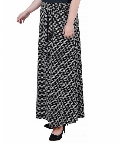 Plus Size Maxi with Sash Waist Tie Skirt Black White Diamond $15.05 Skirts