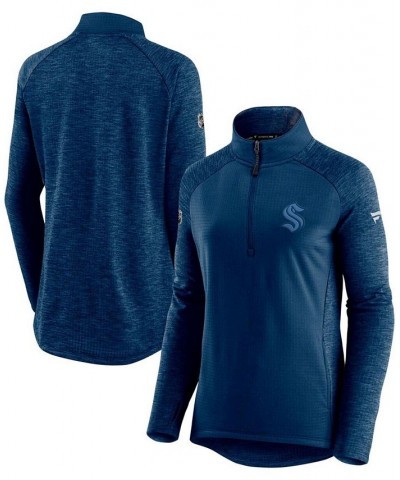 Women's Seattle Kraken Authentic Pro Travel and Training Raglan Quarter-Zip Jacket Navy, Heathered Navy $40.80 Jackets