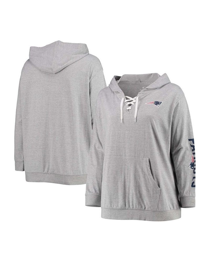 Women's Plus Size Heathered Gray New England Patriots Lace-Up Pullover Hoodie Heathered Gray $22.96 Sweatshirts