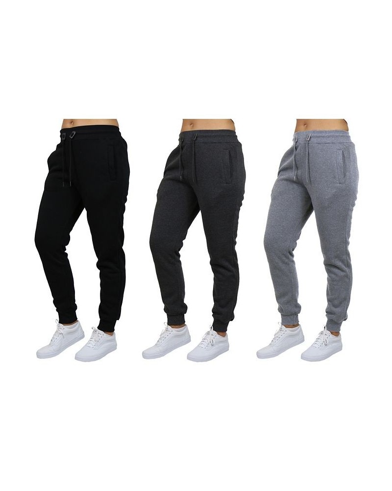 Women's Loose-Fit Fleece Jogger Sweatpants-3 Pack Black-Charcoal-Heather Grey $38.50 Pants