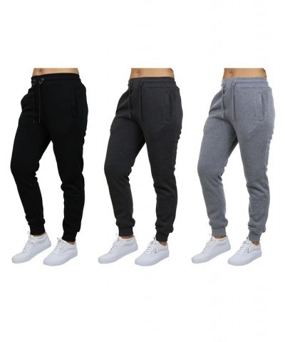 Women's Loose-Fit Fleece Jogger Sweatpants-3 Pack Black-Charcoal-Heather Grey $38.50 Pants