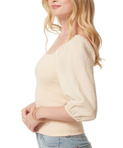 Women's Cotton Katiya Smocked Top Tan/Beige $29.33 Tops