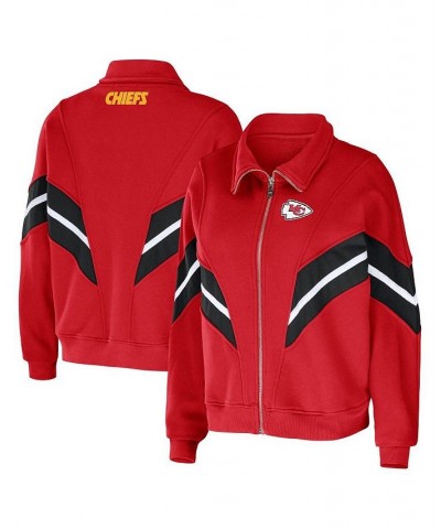 Women's Red Kansas City Chiefs Plus Size Yarn Dye Stripe Full-Zip Jacket Red $50.34 Jackets