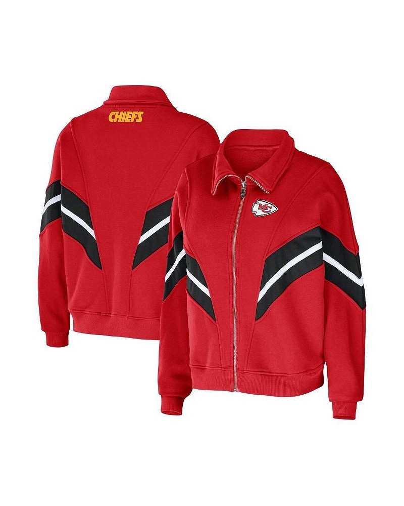 Women's Red Kansas City Chiefs Plus Size Yarn Dye Stripe Full-Zip Jacket Red $50.34 Jackets