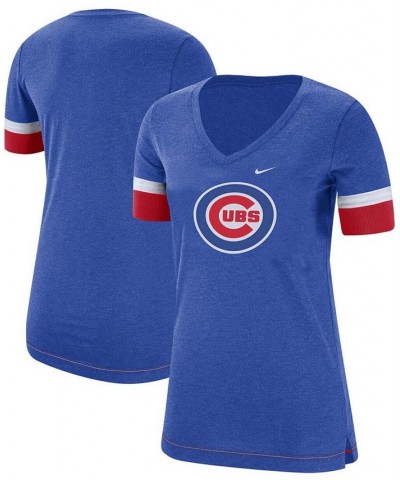 Women's Royal Chicago Cubs Mesh V-Neck T-Shirt Royal $28.99 Tops