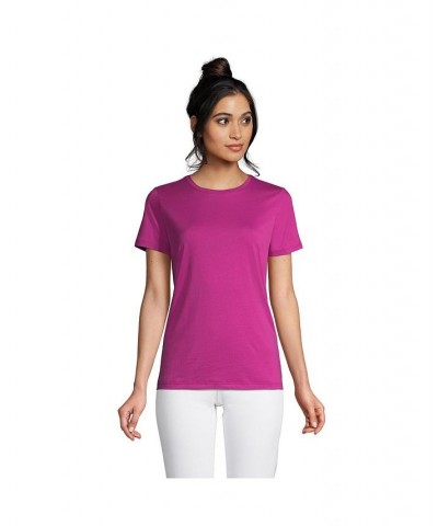 Women's Petite Relaxed Supima Cotton Short Sleeve Crewneck T-Shirt Mauve quartz $24.27 Tops