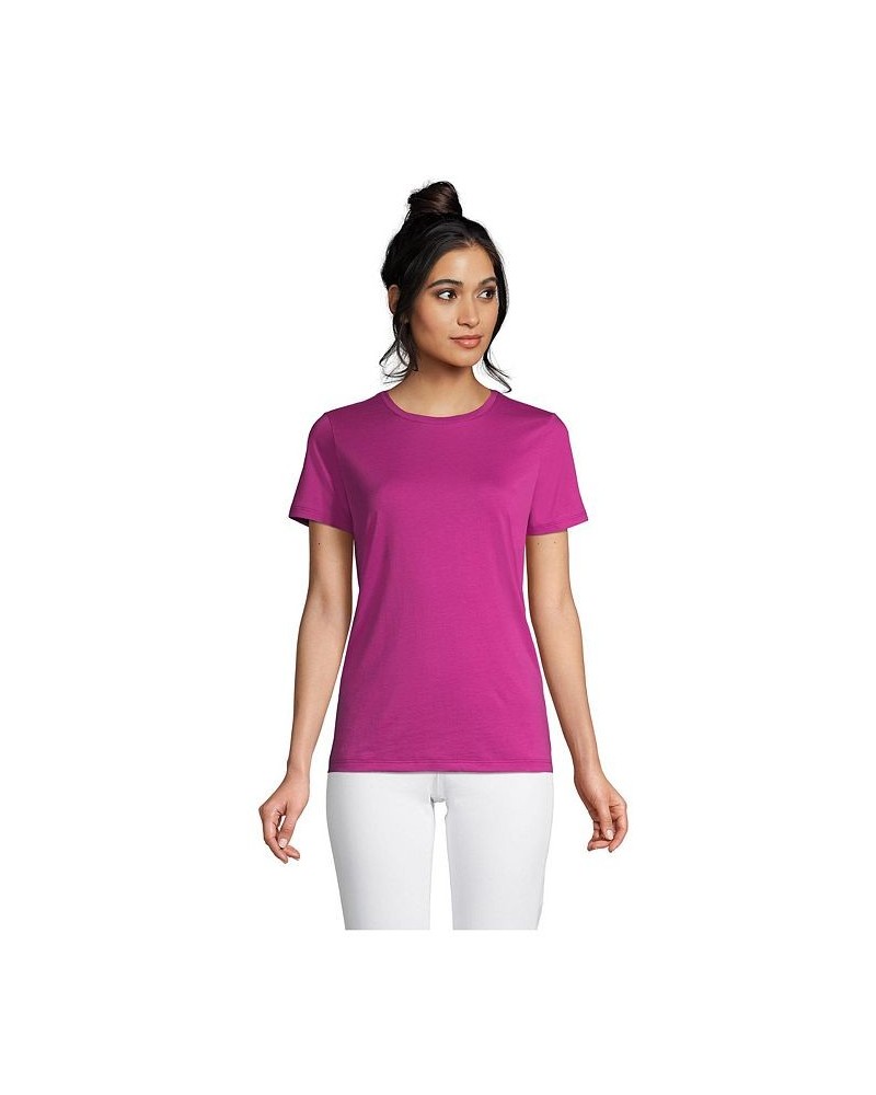 Women's Petite Relaxed Supima Cotton Short Sleeve Crewneck T-Shirt Mauve quartz $24.27 Tops