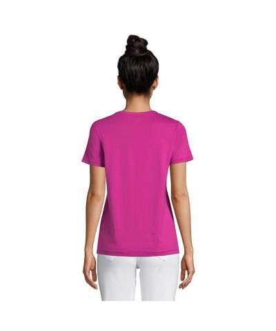 Women's Petite Relaxed Supima Cotton Short Sleeve Crewneck T-Shirt Mauve quartz $24.27 Tops