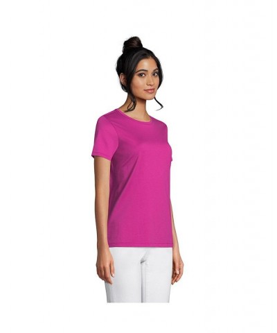 Women's Petite Relaxed Supima Cotton Short Sleeve Crewneck T-Shirt Mauve quartz $24.27 Tops