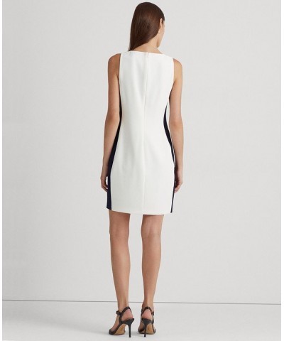 Women's Two-Tone Crepe Shift Dress White/French Navy $29.19 Dresses