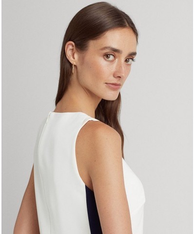 Women's Two-Tone Crepe Shift Dress White/French Navy $29.19 Dresses