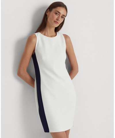 Women's Two-Tone Crepe Shift Dress White/French Navy $29.19 Dresses