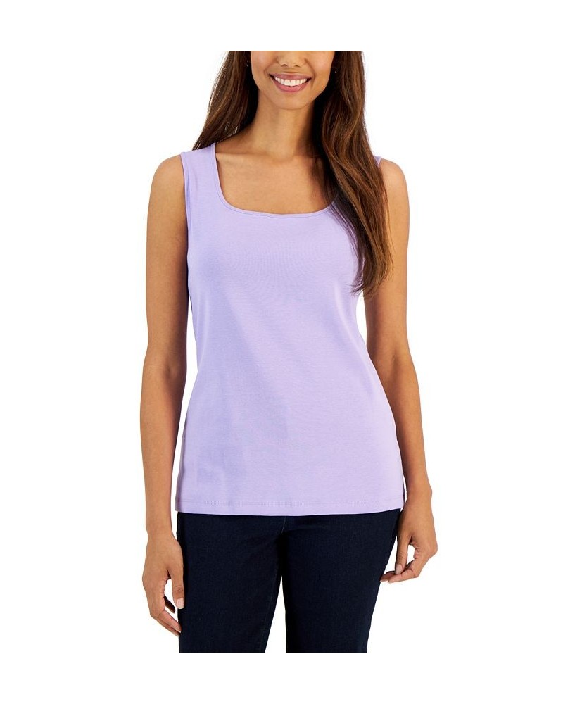 Square-Neck Cotton Tank Top Bellflower $11.39 Tops