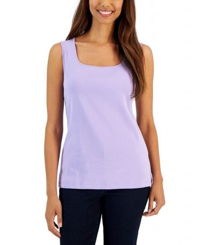 Square-Neck Cotton Tank Top Bellflower $11.39 Tops