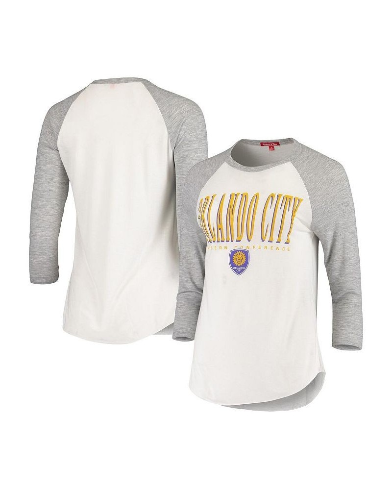 Women's White Orlando City SC Tight Defense Raglan 3/4 Sleeve T-shirt White $22.13 Tops