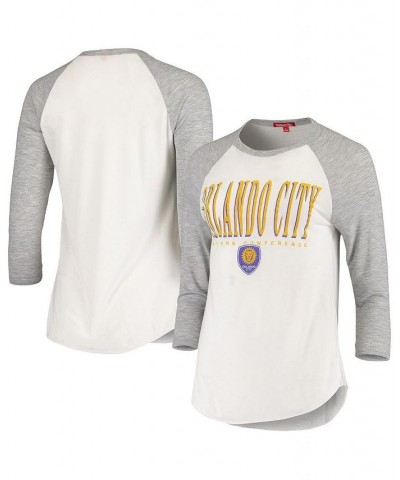 Women's White Orlando City SC Tight Defense Raglan 3/4 Sleeve T-shirt White $22.13 Tops