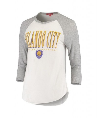 Women's White Orlando City SC Tight Defense Raglan 3/4 Sleeve T-shirt White $22.13 Tops