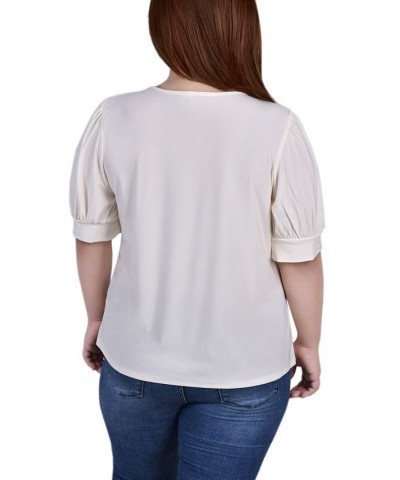 Plus Size Short Balloon Sleeve Top with Hardware Pristine $11.04 Tops