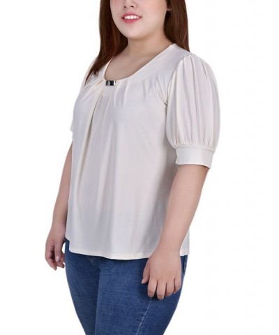 Plus Size Short Balloon Sleeve Top with Hardware Pristine $11.04 Tops