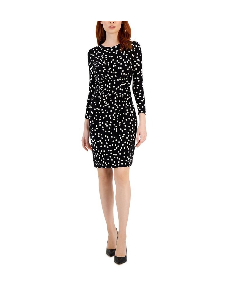 Women's Printed Draped Twist-Front Dress Anne Black/anne White $30.54 Dresses