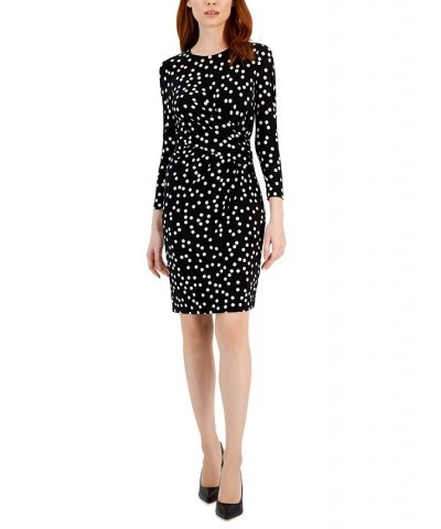 Women's Printed Draped Twist-Front Dress Anne Black/anne White $30.54 Dresses