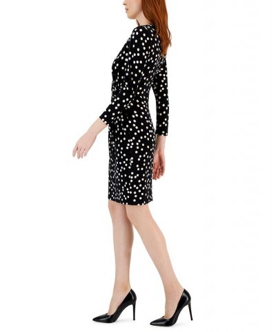 Women's Printed Draped Twist-Front Dress Anne Black/anne White $30.54 Dresses