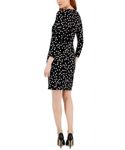 Women's Printed Draped Twist-Front Dress Anne Black/anne White $30.54 Dresses