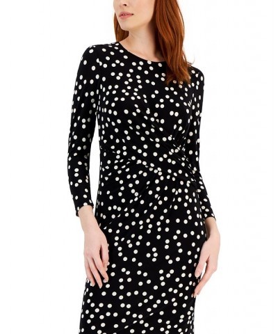 Women's Printed Draped Twist-Front Dress Anne Black/anne White $30.54 Dresses