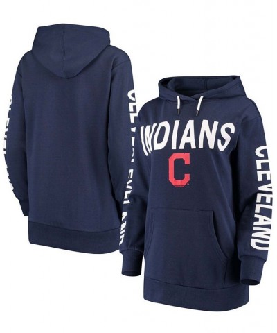 Women's Navy Cleveland Indians Extra Inning Colorblock Pullover Hoodie Navy $31.85 Sweatshirts