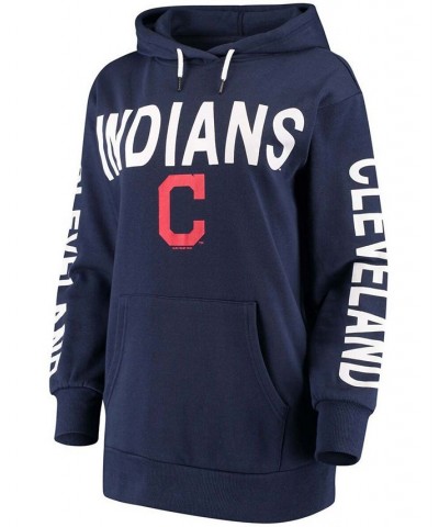 Women's Navy Cleveland Indians Extra Inning Colorblock Pullover Hoodie Navy $31.85 Sweatshirts