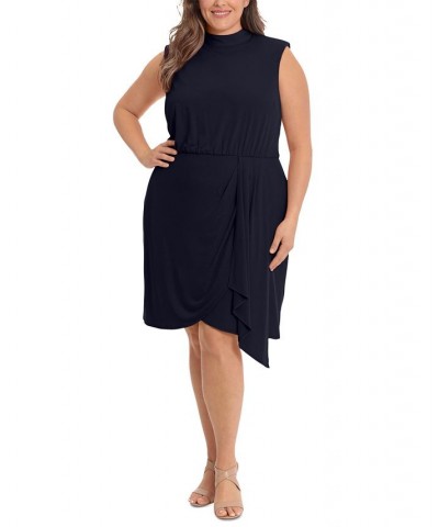 Plus Size Draped-Front Sheath Dress Navy $46.87 Dresses