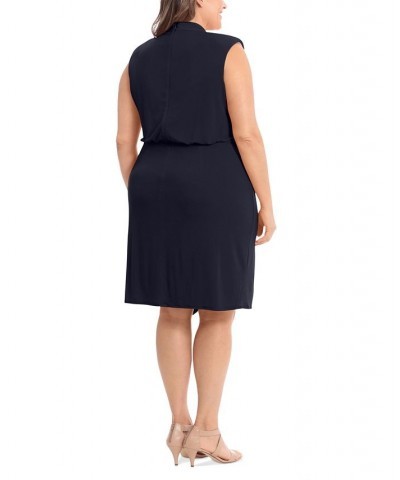 Plus Size Draped-Front Sheath Dress Navy $46.87 Dresses