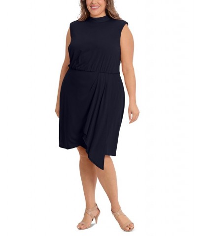 Plus Size Draped-Front Sheath Dress Navy $46.87 Dresses