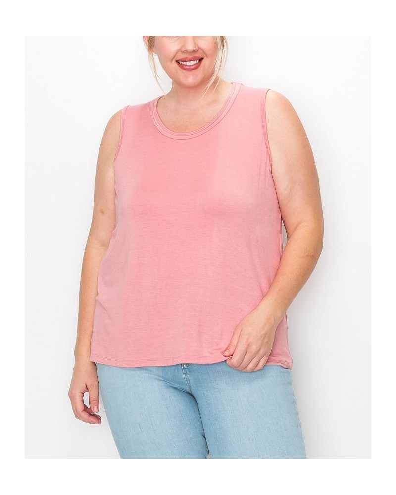 Plus Size Scoop Neck Swing Tank Top Dusty Pink $16.56 Tops