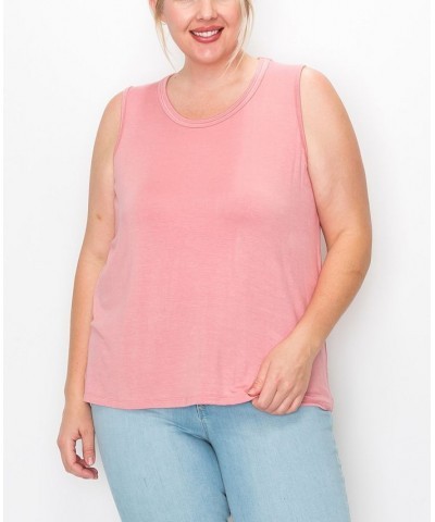 Plus Size Scoop Neck Swing Tank Top Dusty Pink $16.56 Tops