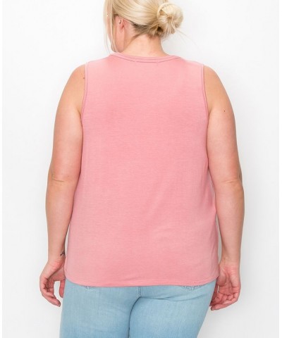 Plus Size Scoop Neck Swing Tank Top Dusty Pink $16.56 Tops