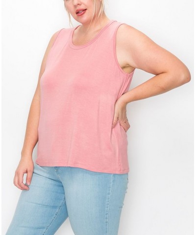 Plus Size Scoop Neck Swing Tank Top Dusty Pink $16.56 Tops