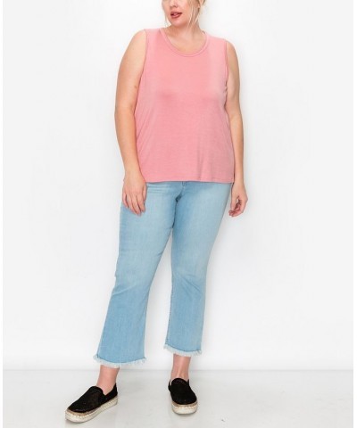 Plus Size Scoop Neck Swing Tank Top Dusty Pink $16.56 Tops