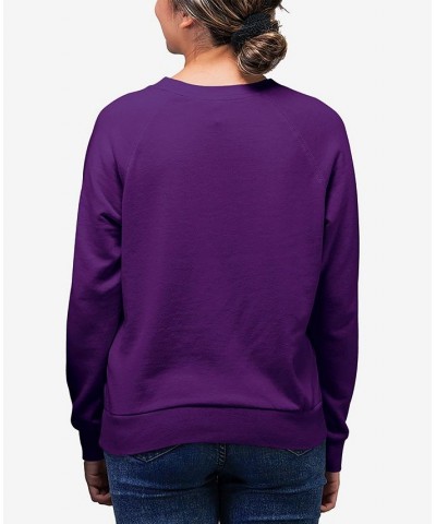 Women's XOXO Dog Paw Word Art Crewneck Sweatshirt Purple $28.99 Tops