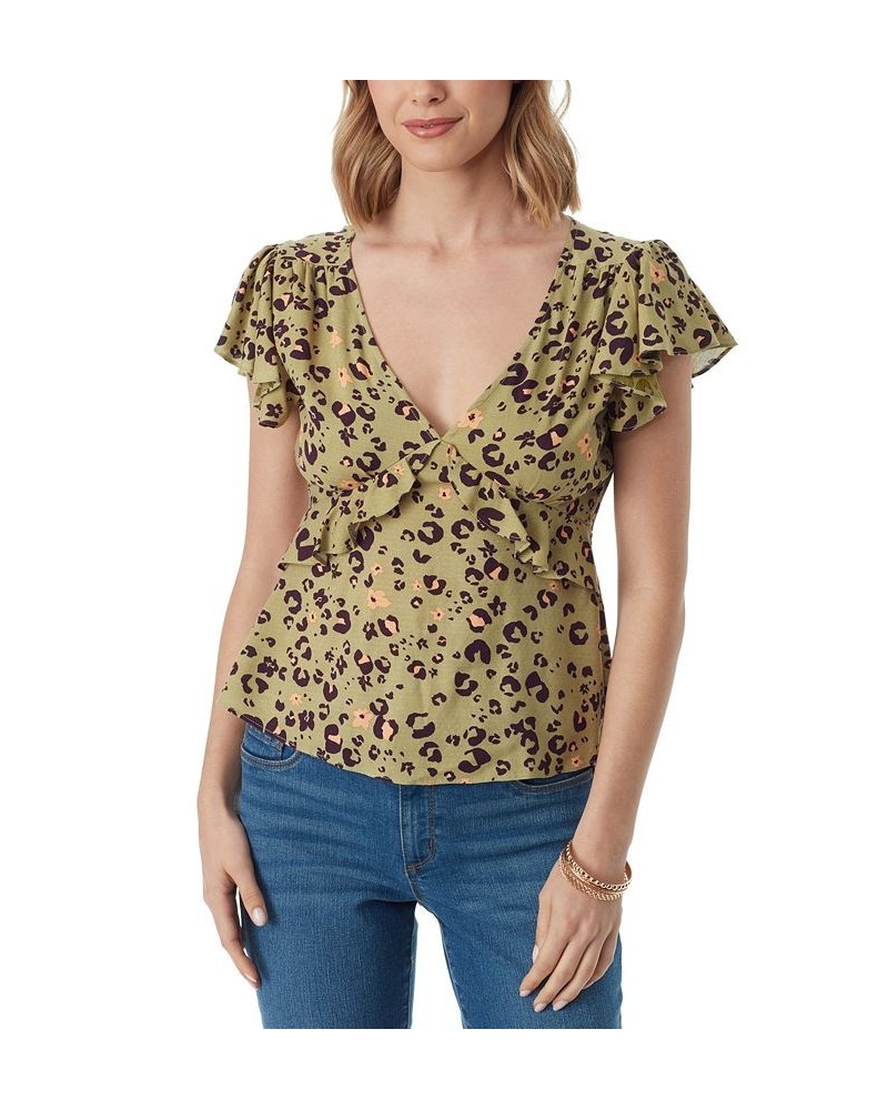 Women's Open-Back Flutter-Sleeve Top Green $31.97 Tops