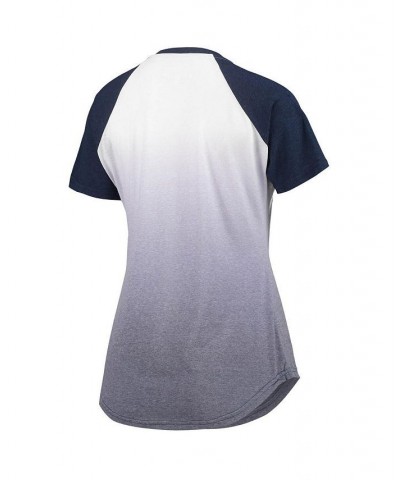 Women's Navy and White Cleveland Indians Shortstop Ombre Raglan V-Neck T-shirt Navy, White $27.00 Tops