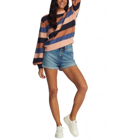 Juniors' Loft Music Striped Sweater Mood Indigo $29.92 Sweaters