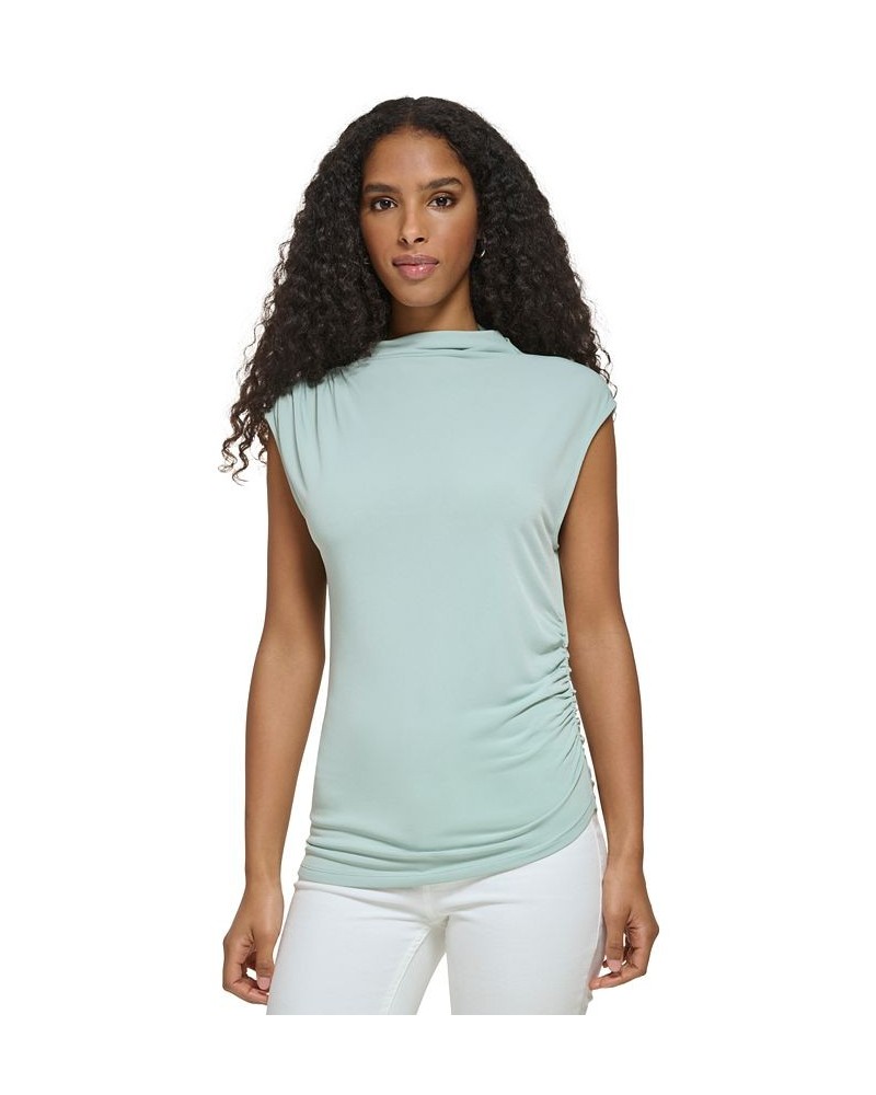 Women's Sleeveless Asymmetric Hem Matte Jersey Top Green $38.23 Tops