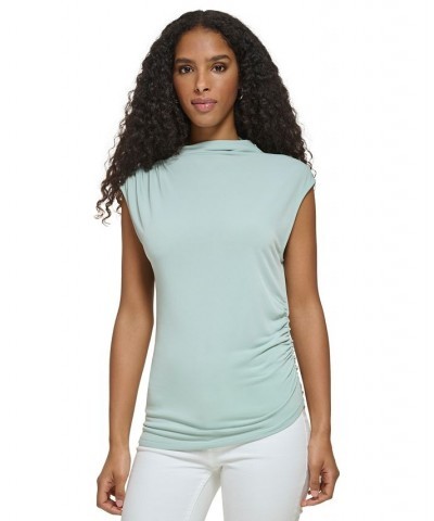 Women's Sleeveless Asymmetric Hem Matte Jersey Top Green $38.23 Tops