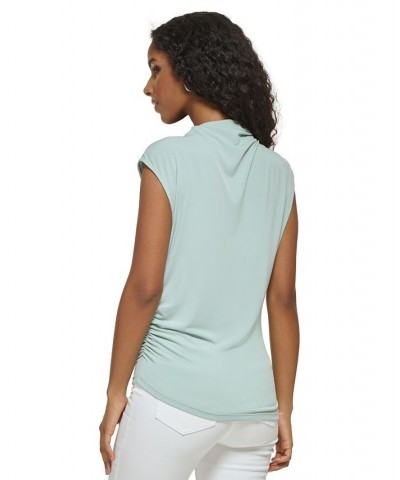 Women's Sleeveless Asymmetric Hem Matte Jersey Top Green $38.23 Tops