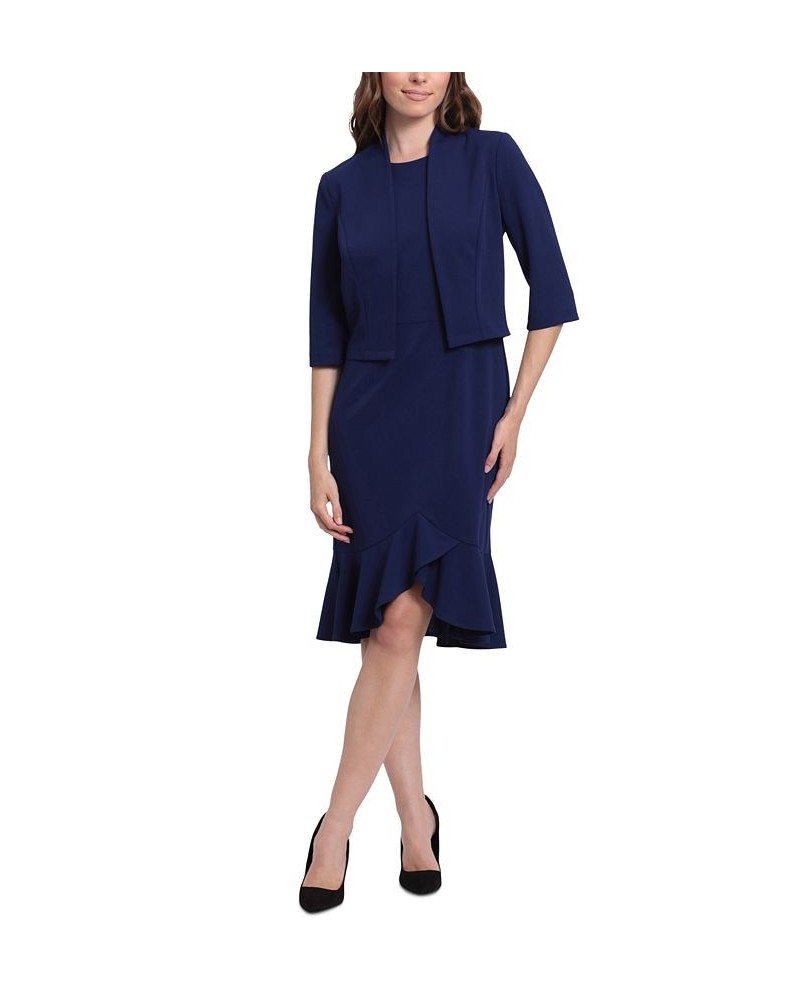 Petite 2-Pc. Jacket & Ruffled-Hem Sheath Dress Set Navy $49.02 Dresses